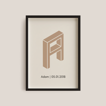 Affiche initale naissance - à personnaliser